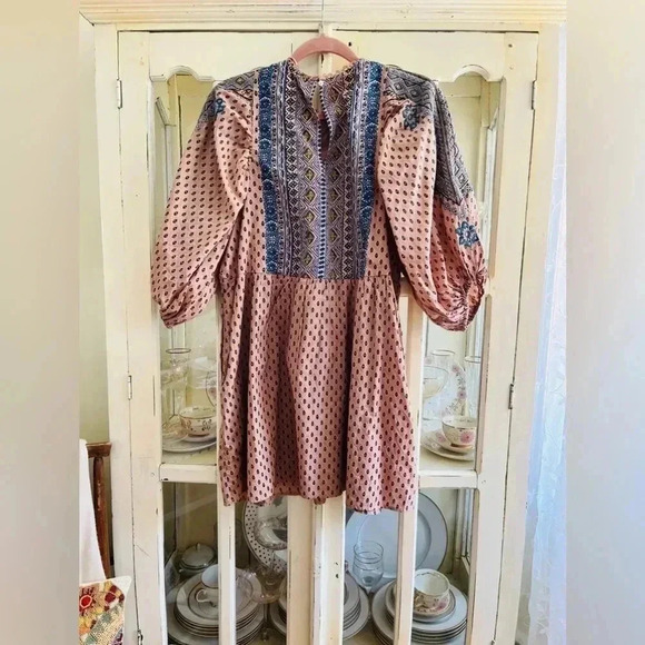 Anthropologie Embroidered Tunic Mini Dress in Peach Size Small NWOT $170 - Picture 3 of 8